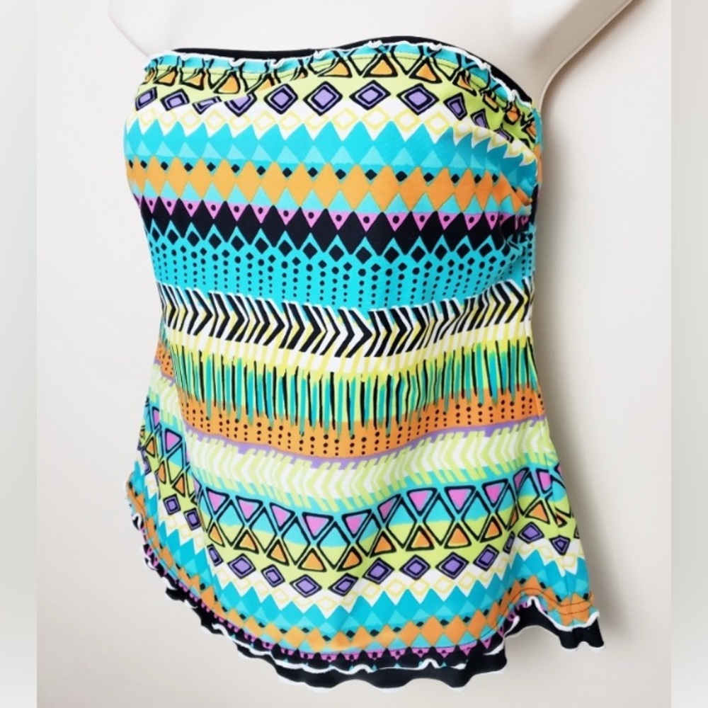 Ocean Avenue Geometric Print Tankini Swim Top M